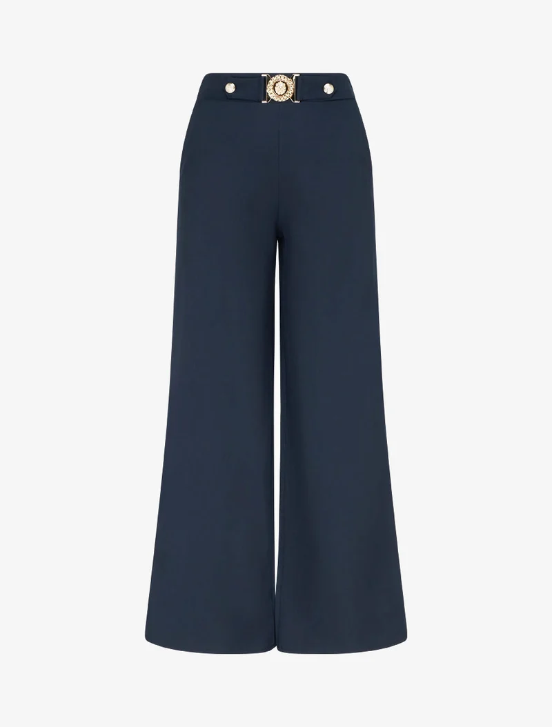 Gerade Hose mit Ziergürtel - Marine