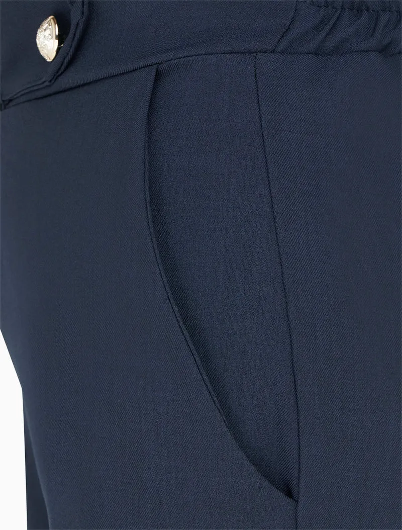 Gerade Hose mit Ziergürtel - Marine
