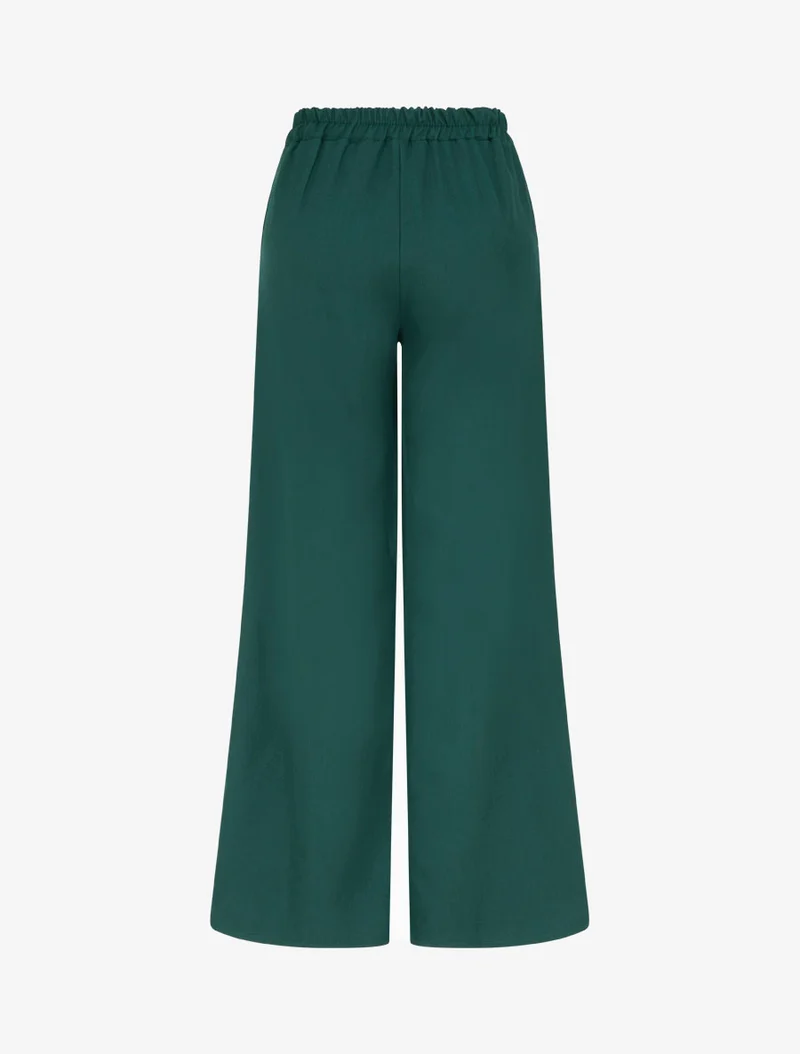 Gerade Hose mit Ziergürtel - Dunkelgrün