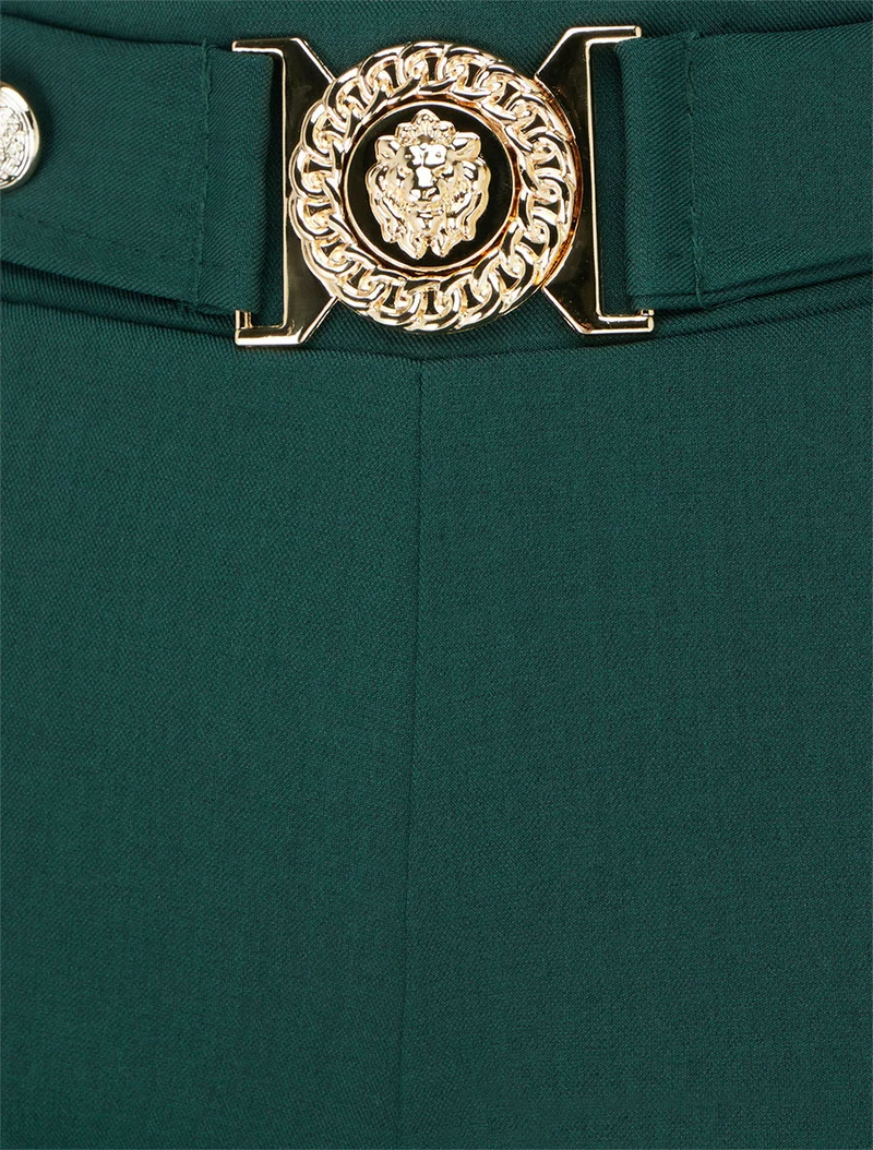 Gerade Hose mit Ziergürtel - Dunkelgrün