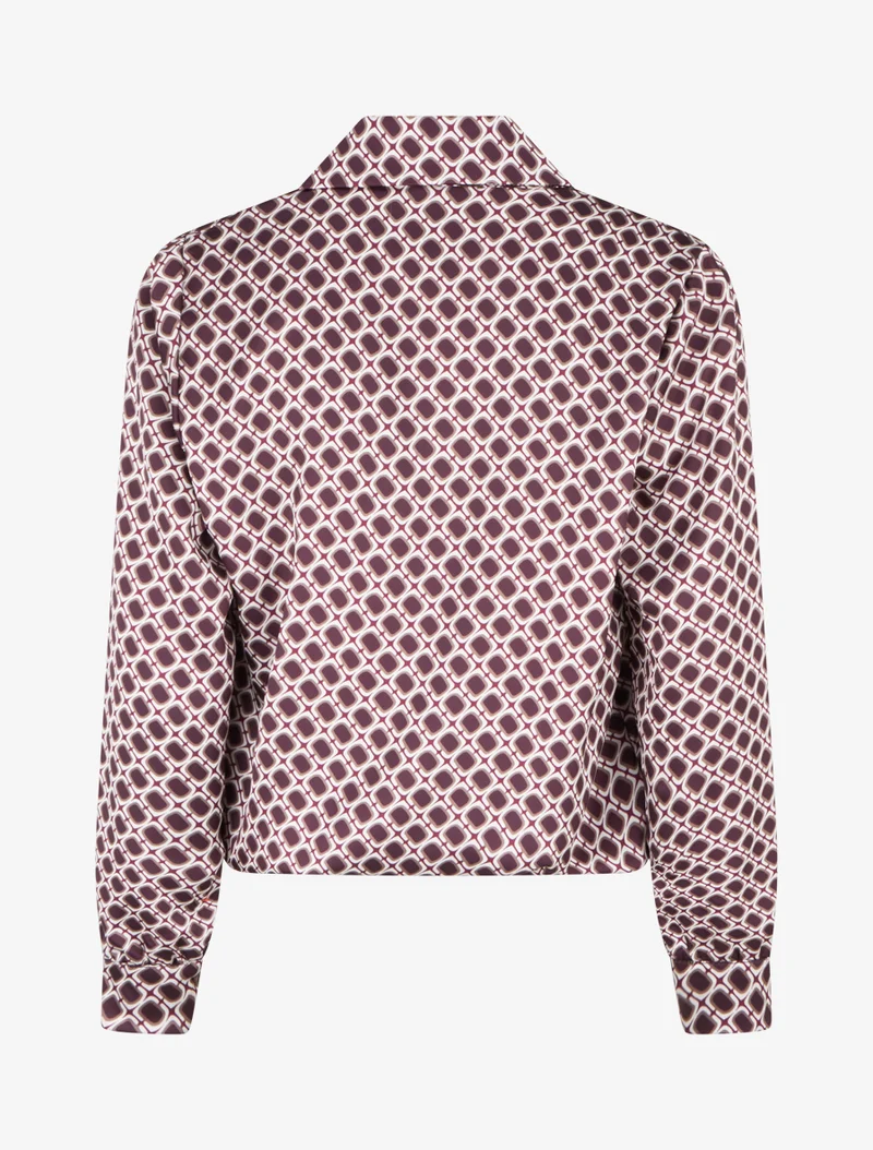 Bedruckte Satinbluse im 70er-Jahre-Stil - Lila