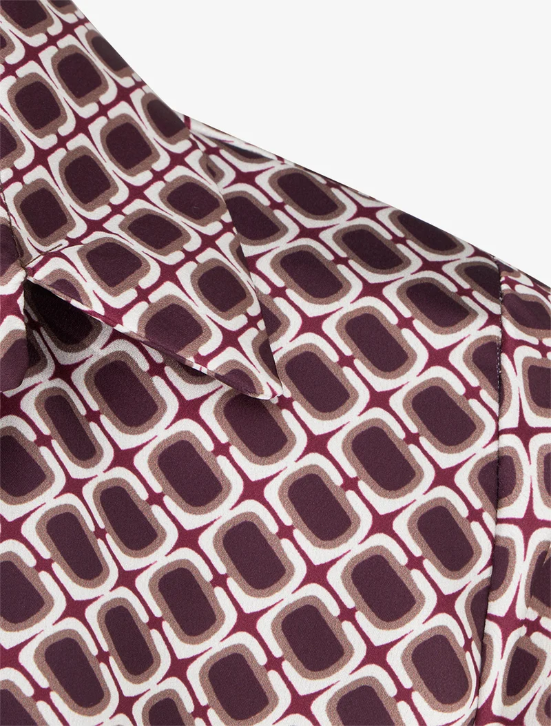 Bedruckte Satinbluse im 70er-Jahre-Stil - Lila