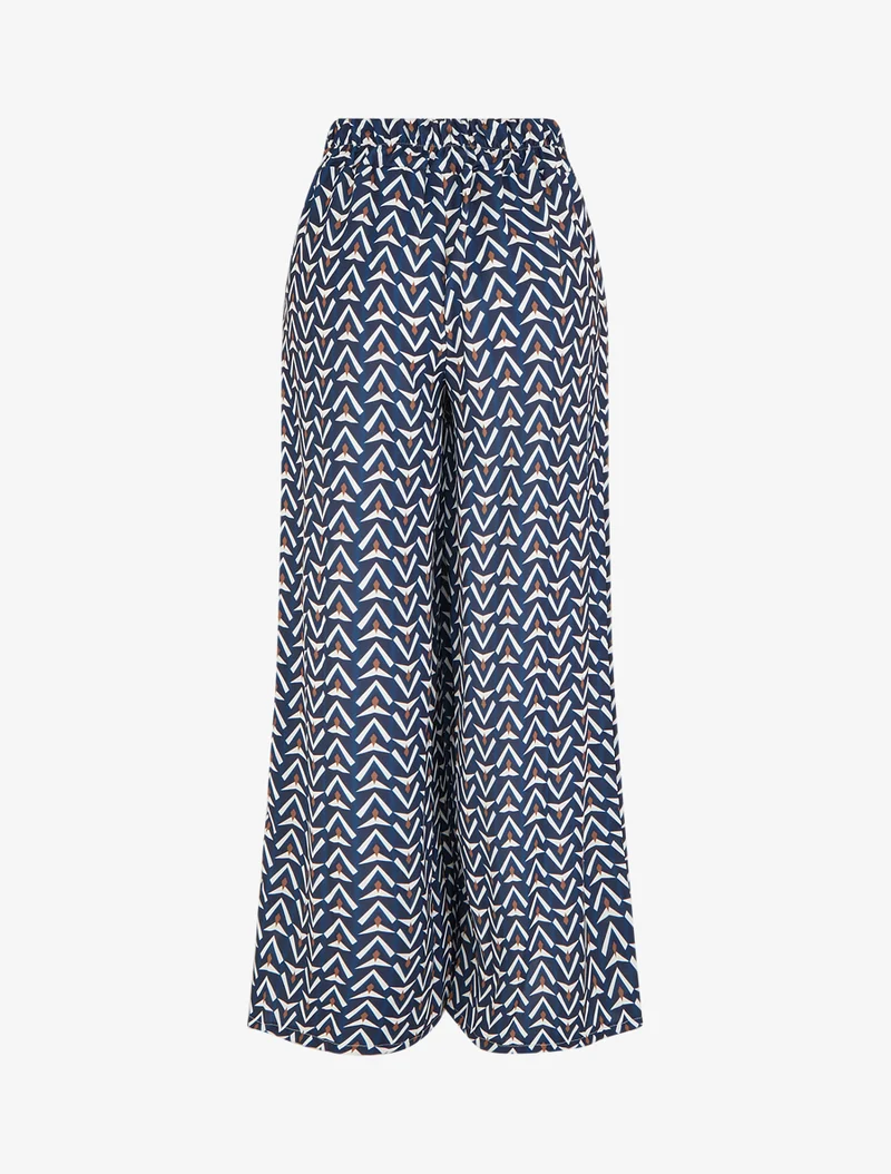 Weit geschnittene Hose mit geometrischem Muster - Marine