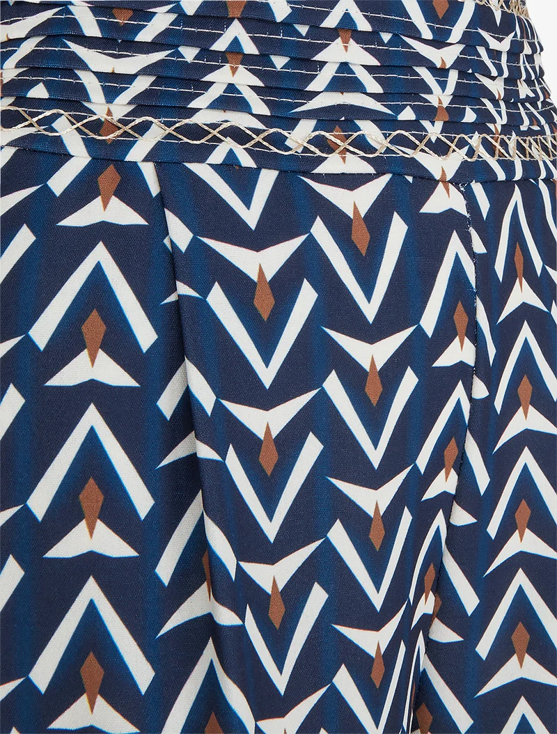 Weit geschnittene Hose mit geometrischem Muster - Marine