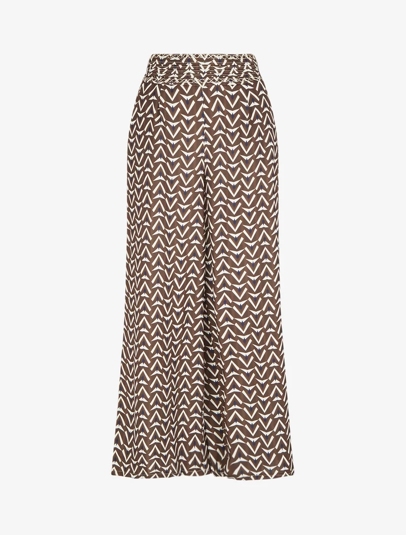 Weit geschnittene Hose mit geometrischem Muster - Braun