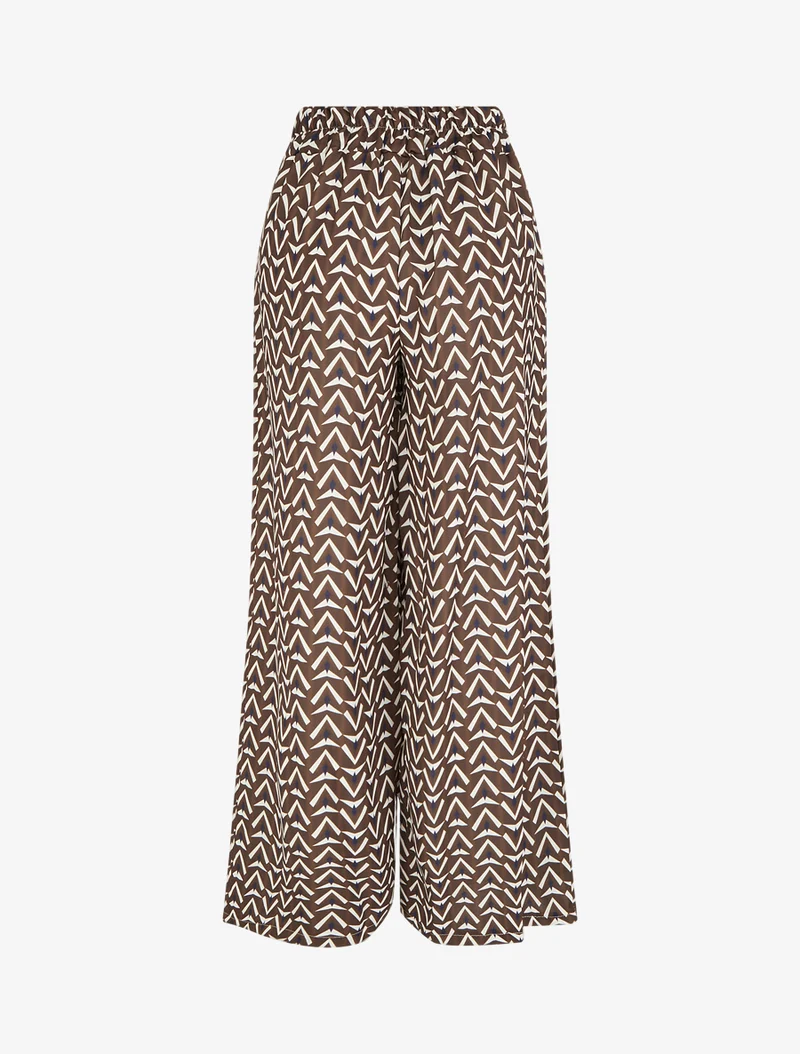 Weit geschnittene Hose mit geometrischem Muster - Braun