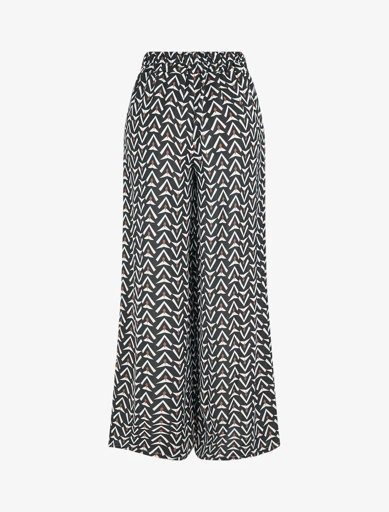 Weit geschnittene Hose mit geometrischem Muster - Schwarz