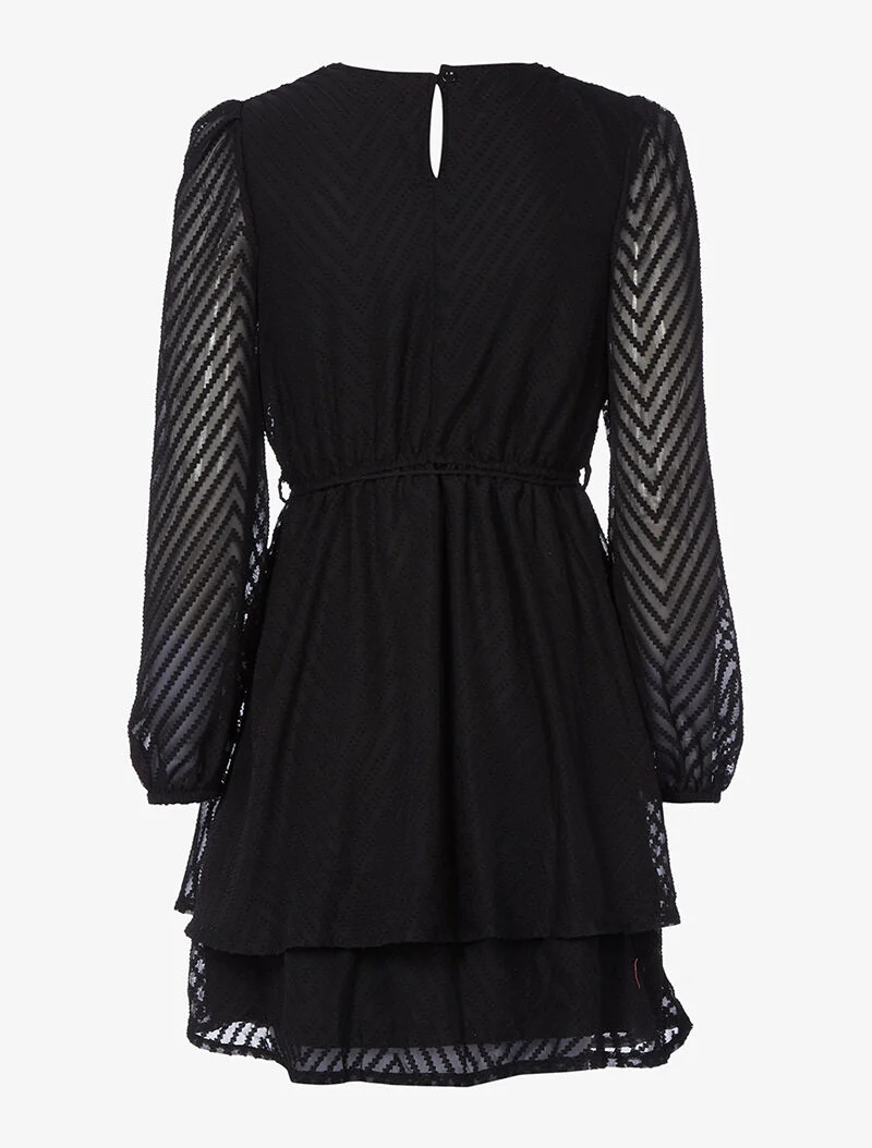 Gepunktetes Spitzenkleid - schwarz