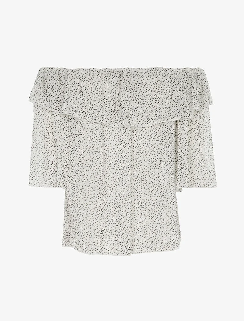 Transparente, gesprenkelte Bluse - weiß