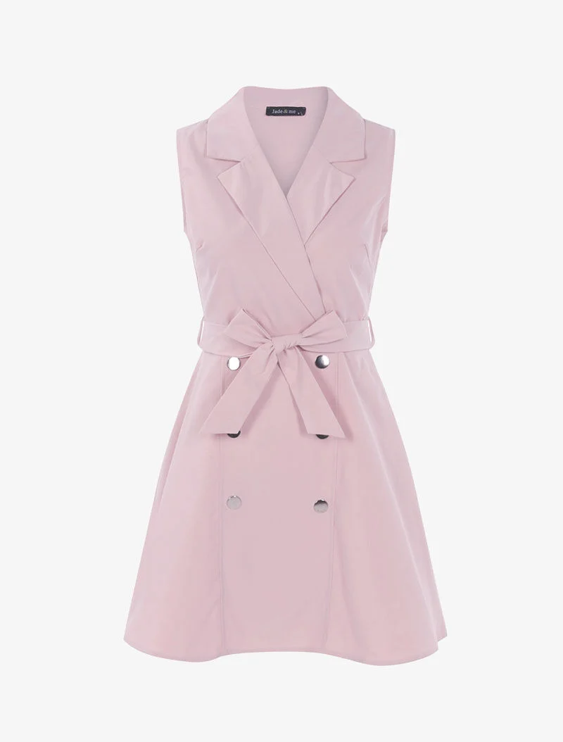Skaterkleid mit dekorativen Knöpfen - Rose
