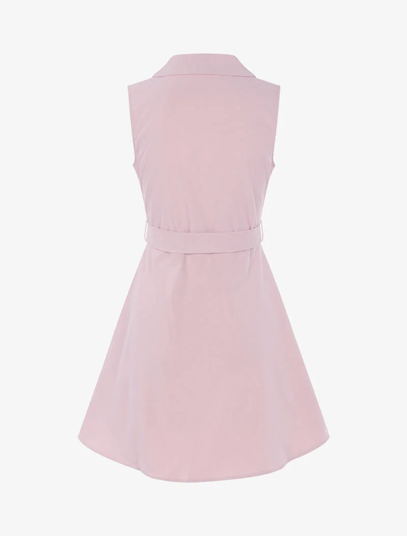 Skaterkleid mit dekorativen Knöpfen - Rose