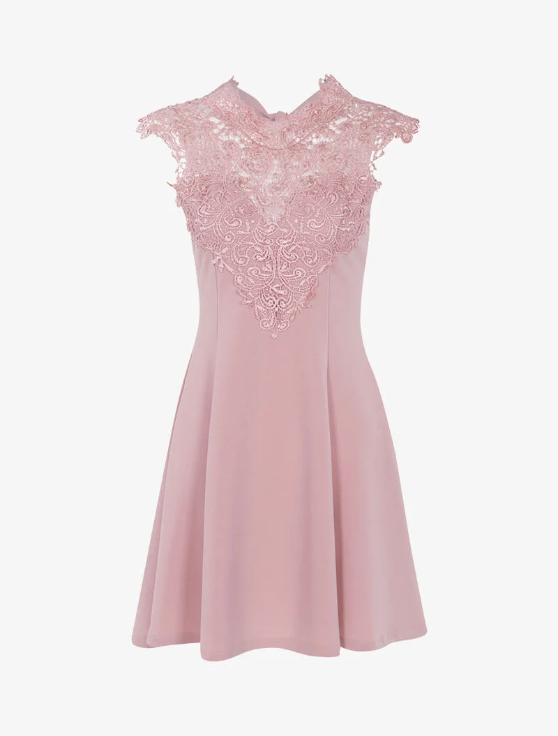 Skaterkleid mit Spitzenbrustteil - Rose