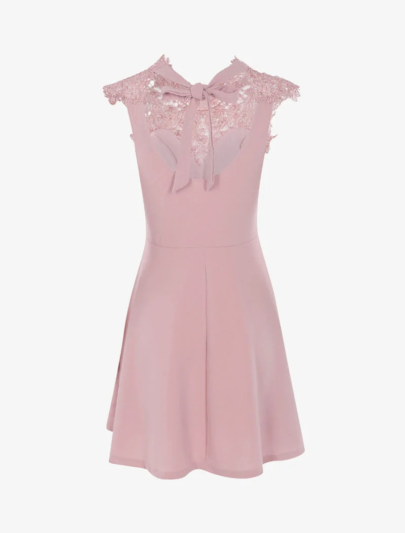 Skaterkleid mit Spitzenbrustteil - Rose
