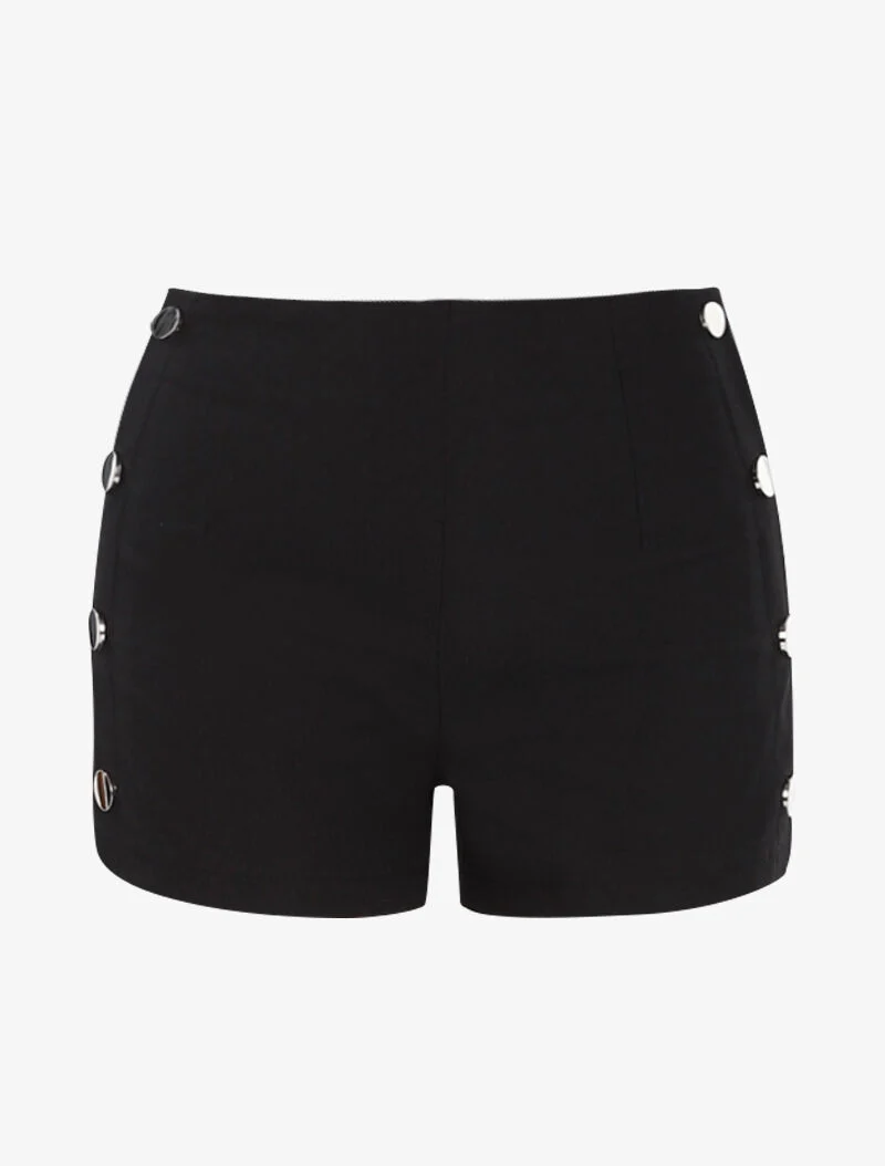 Mini-Shorts mit Knopflöchern - schwarz