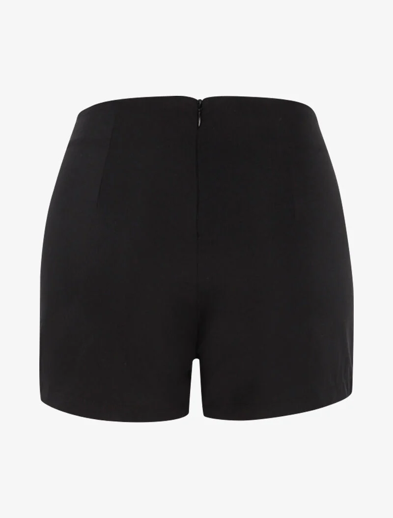 Mini-Shorts mit Knopflöchern - schwarz