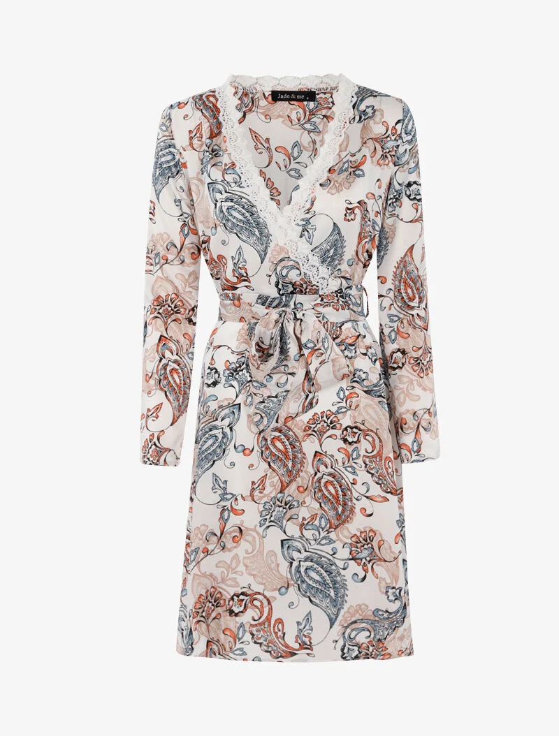Kleid mit Paisley-Muster - Ecru