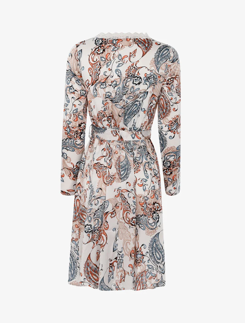 Kleid mit Paisley-Muster - Ecru
