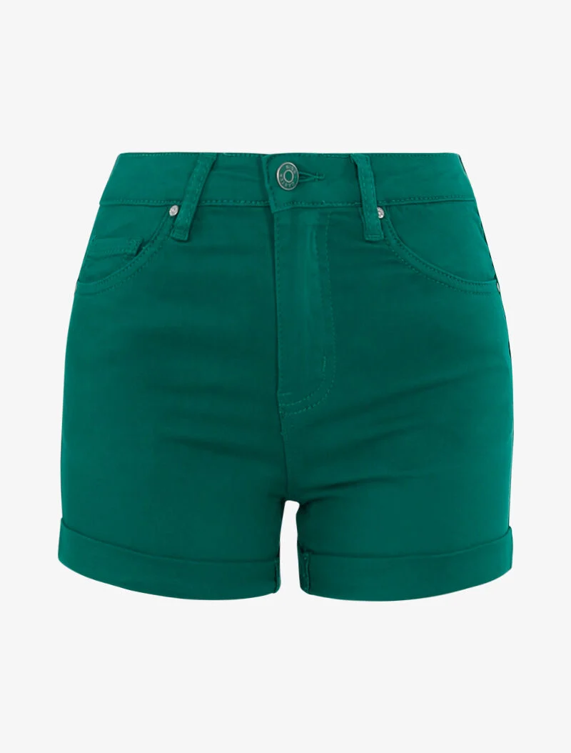 Unifarbene Minishorts mit Saum - Grün