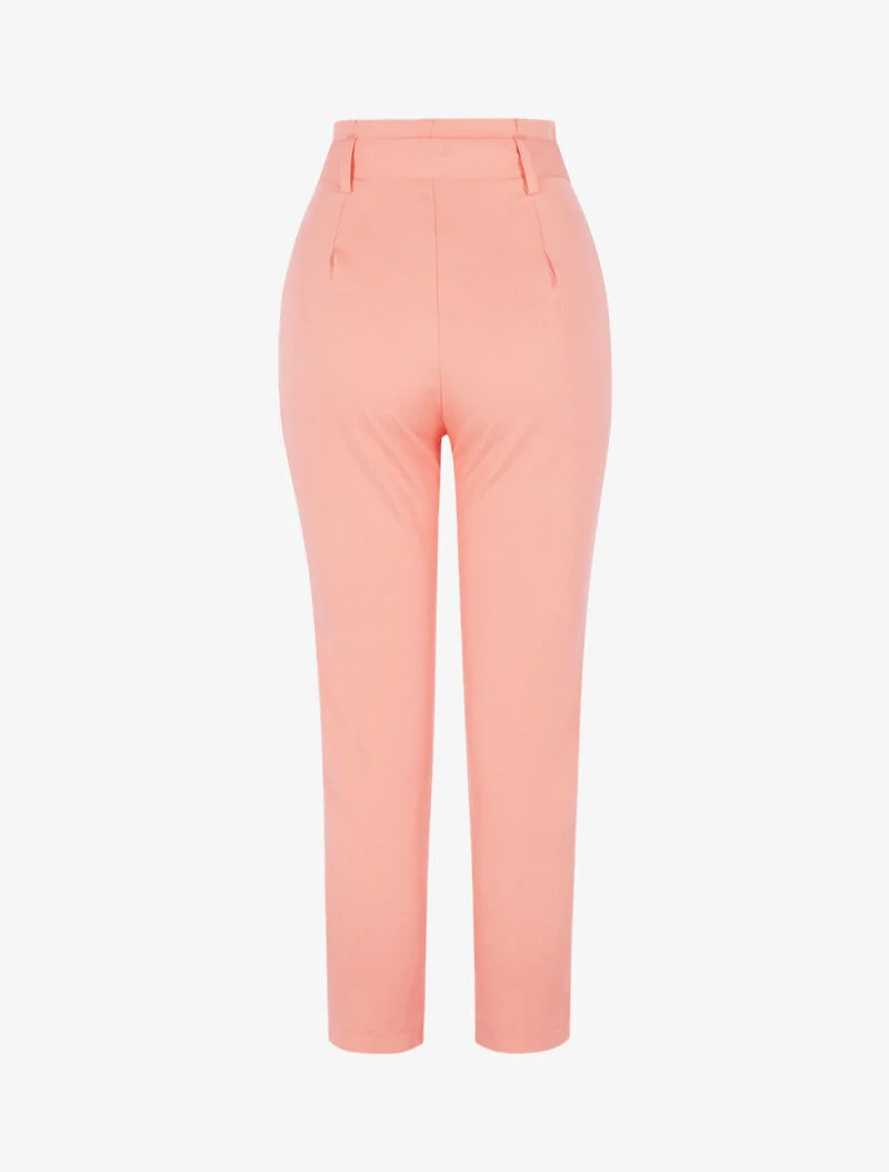 Hoch taillierte Hose mit permanenten Falten - Rose
