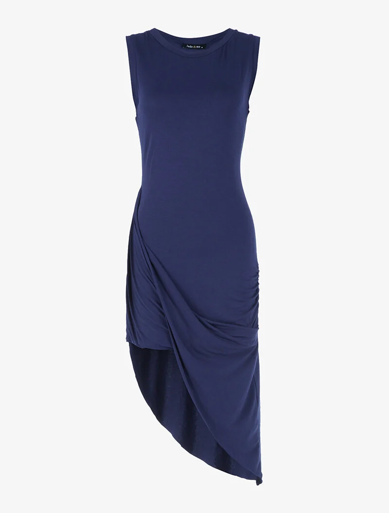 Asymmetrisch geschnittenes Kleid - Marine