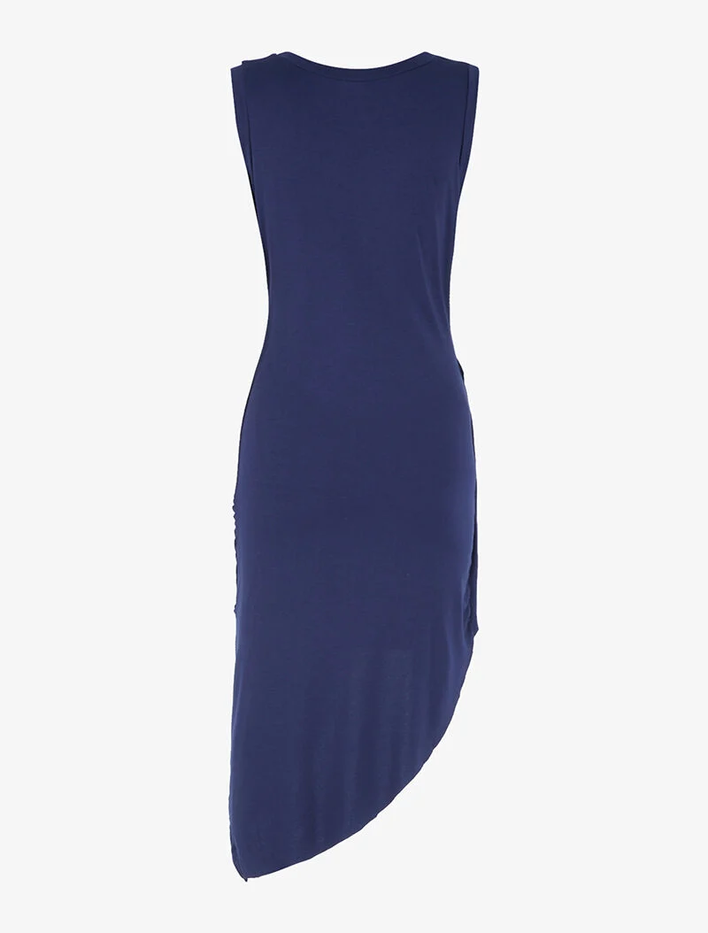 Asymmetrisch geschnittenes Kleid - Marine