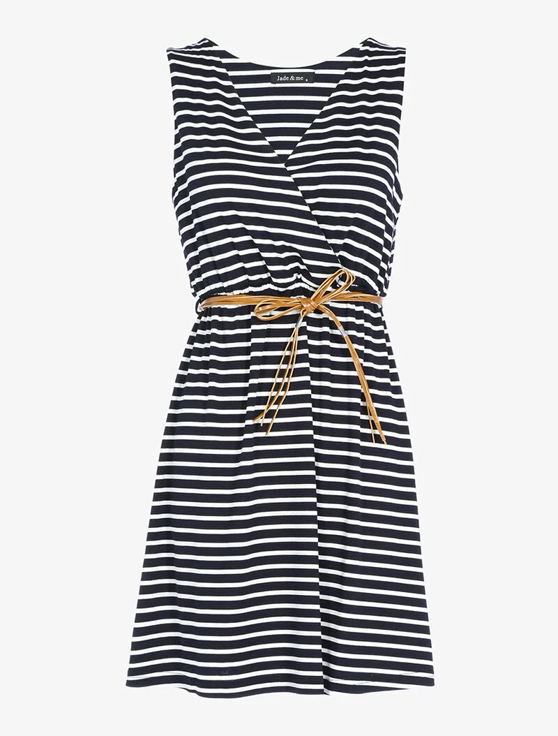 Kleid mit Matrosenstil-Print - weiß/marineblau