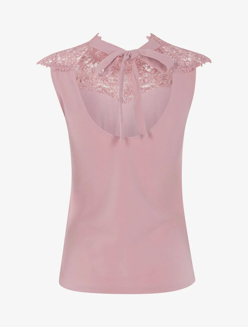Oberteil mit gekerbtem Spitzenlatz - Rose