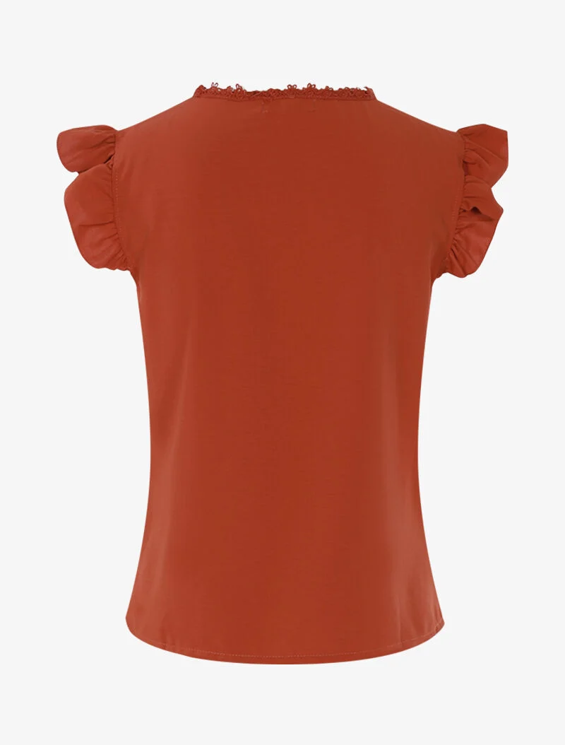 Oberteil mit Häkelspitzen-Details - Orange