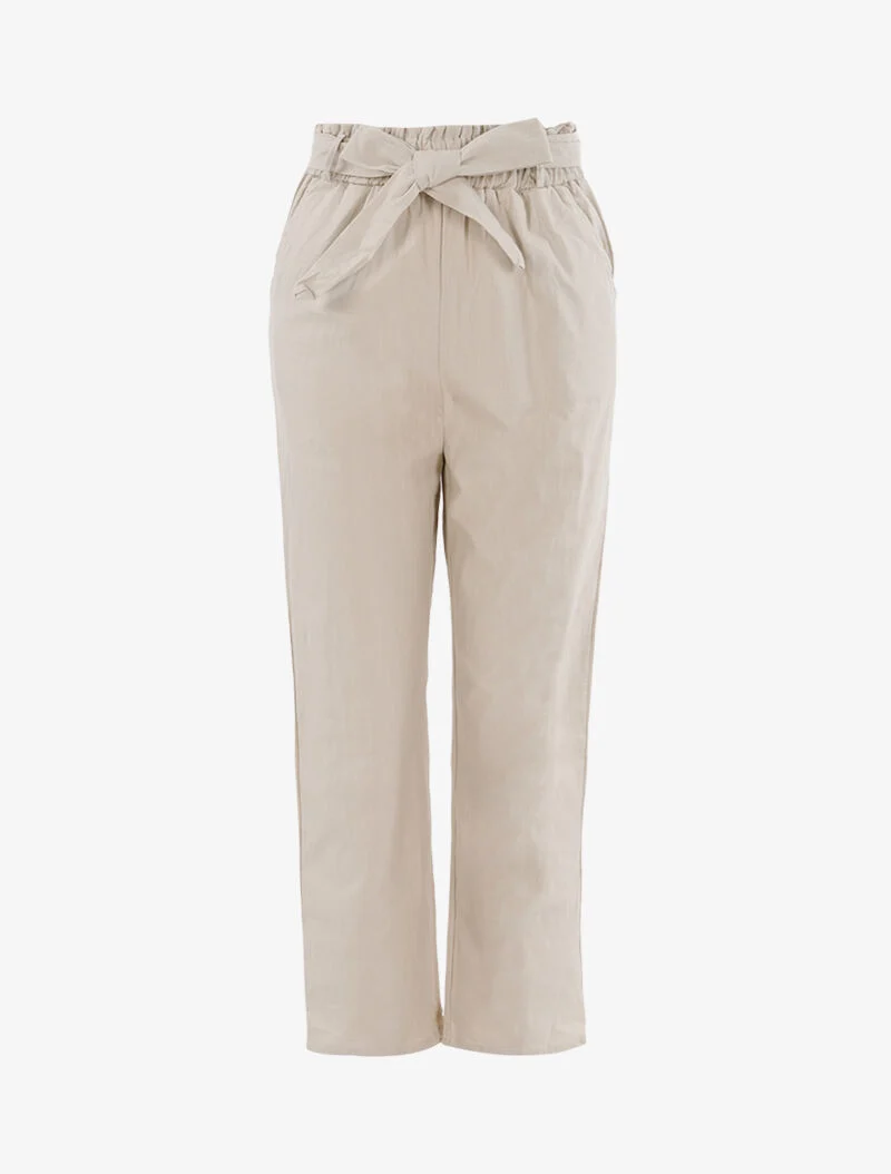 Weite Hose im Leinwand-Look - beige