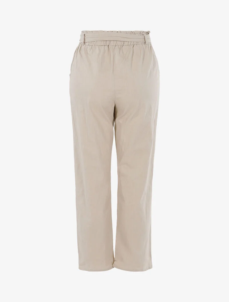 Weite Hose im Leinwand-Look - beige