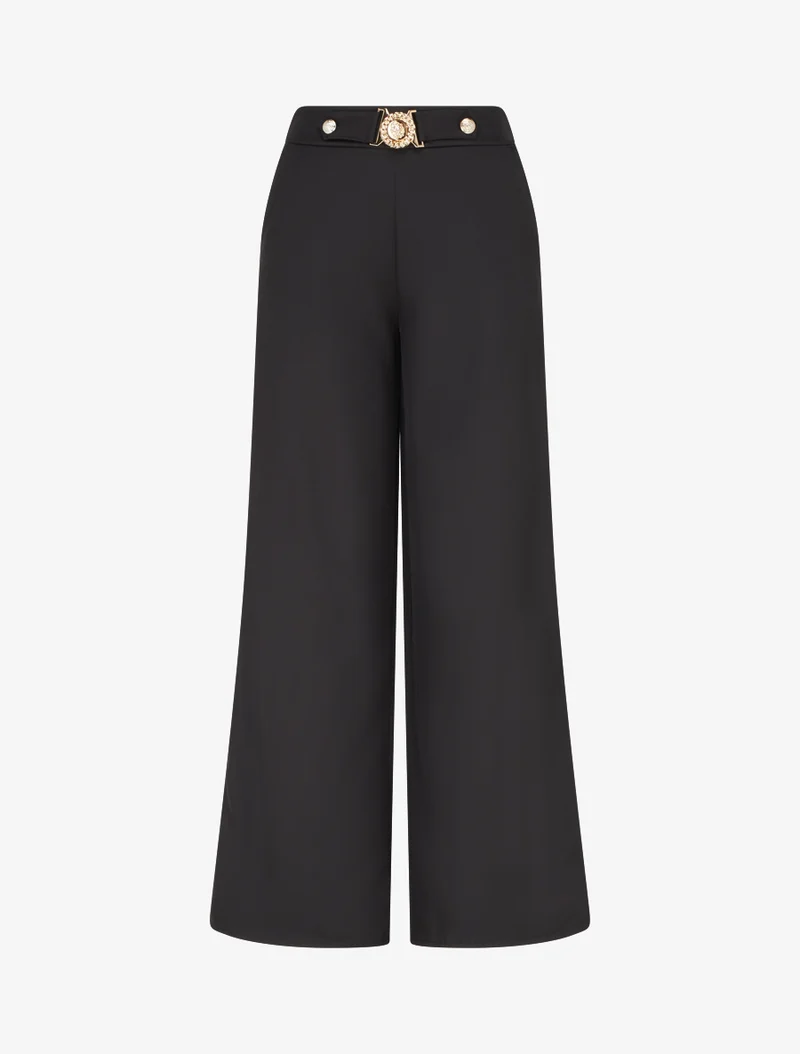 Gerade Hose mit Ziergürtel - Schwarz