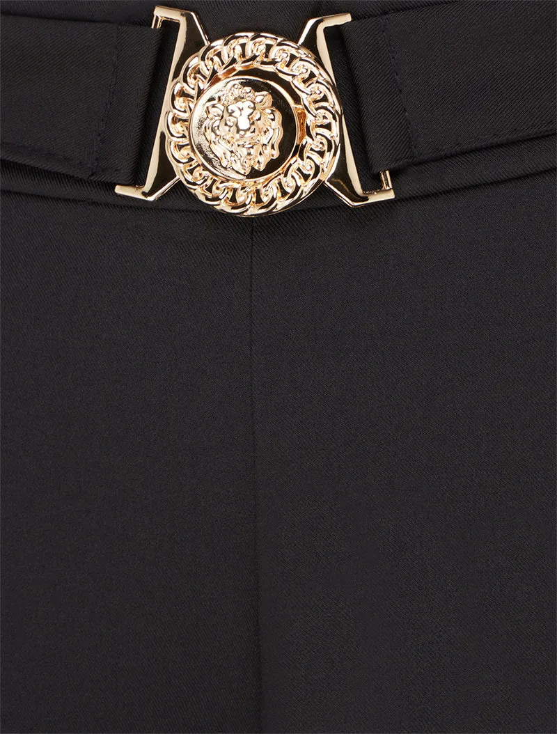 Gerade Hose mit Ziergürtel - Schwarz