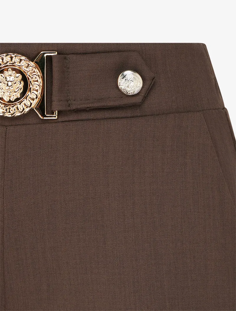 Gerade Hose mit Ziergürtel - Braun