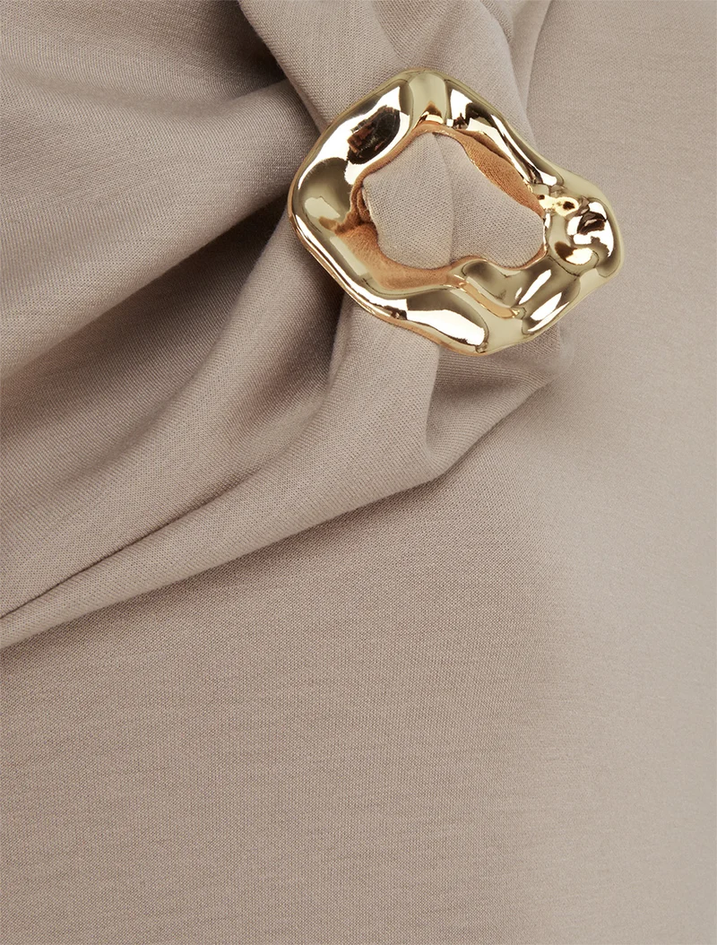 Etuikleid mit Schmuckeinsatz - Beige