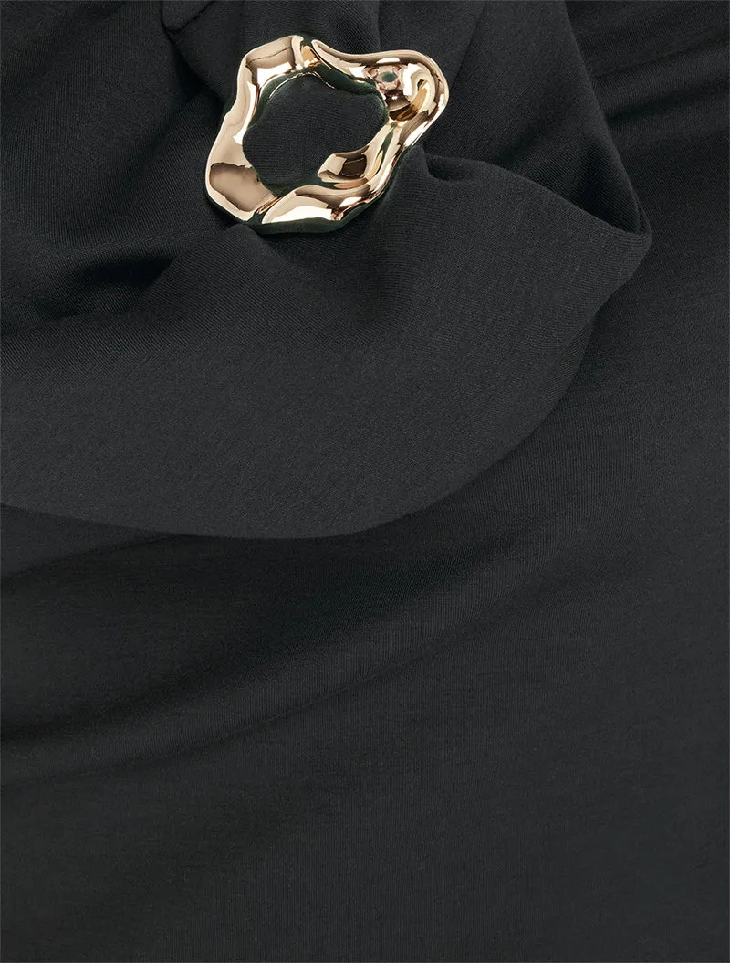 Etuikleid mit Schmuckeinsatz - Schwarz