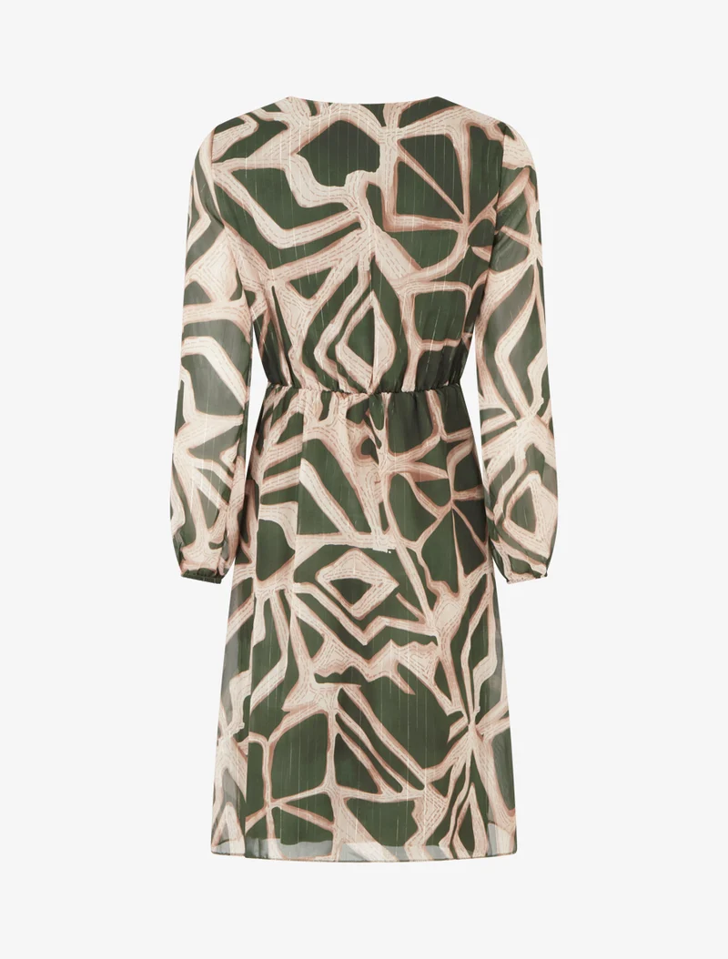 Retro-Kleid mit schimmernden Streifenmuster - Kaki