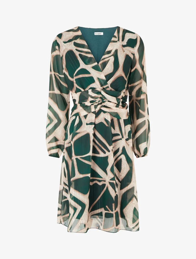 Retro-Kleid mit schimmernden Streifenmuster - Tannengrün