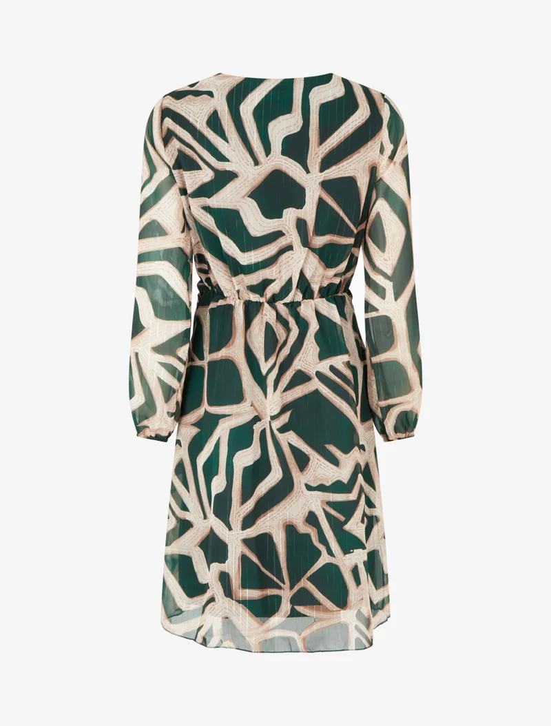 Retro-Kleid mit schimmernden Streifenmuster - Tannengrün