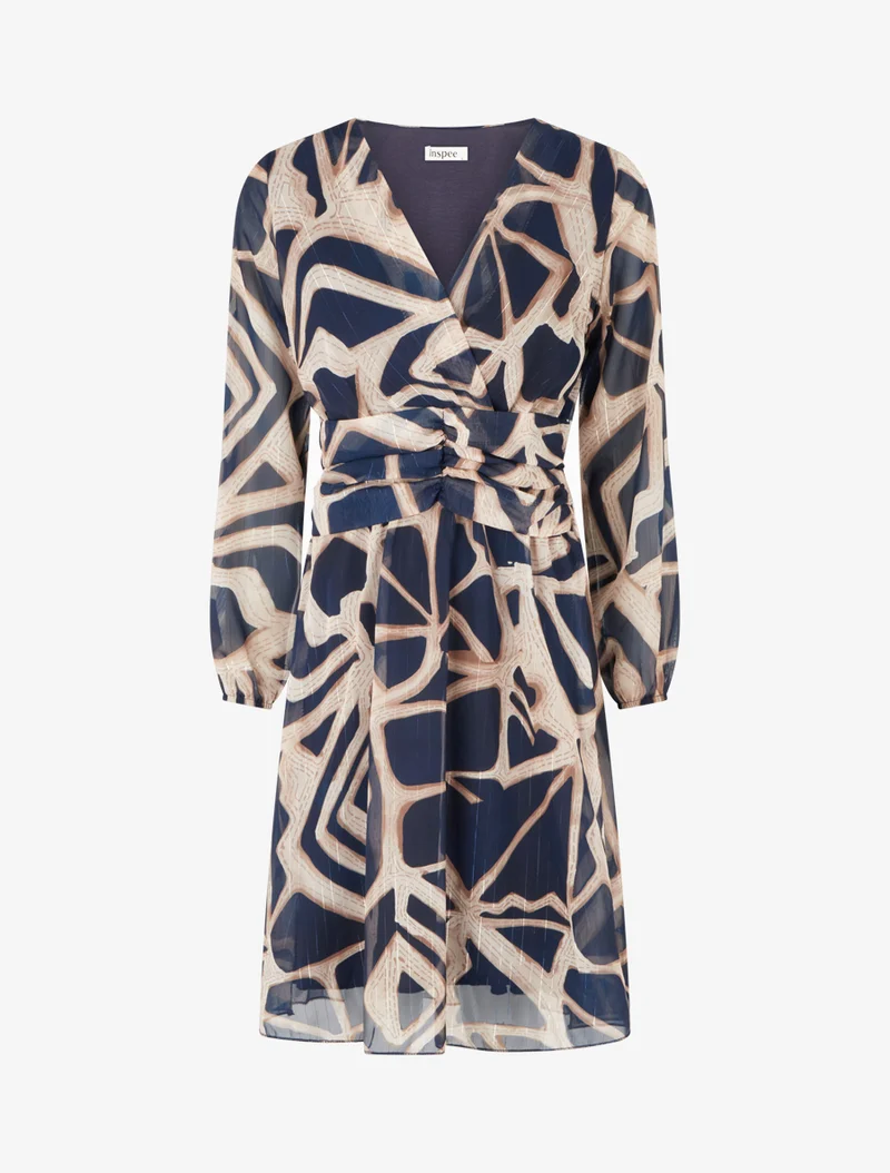Retro-Kleid mit schimmernden Streifenmuster - Marine