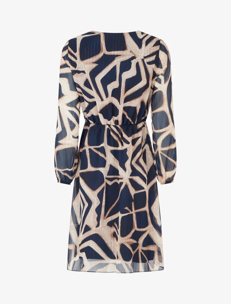 Retro-Kleid mit schimmernden Streifenmuster - Marine
