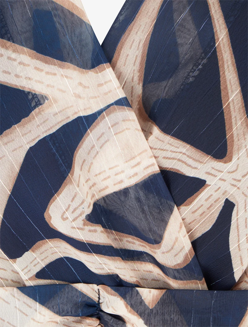Retro-Kleid mit schimmernden Streifenmuster - Marine