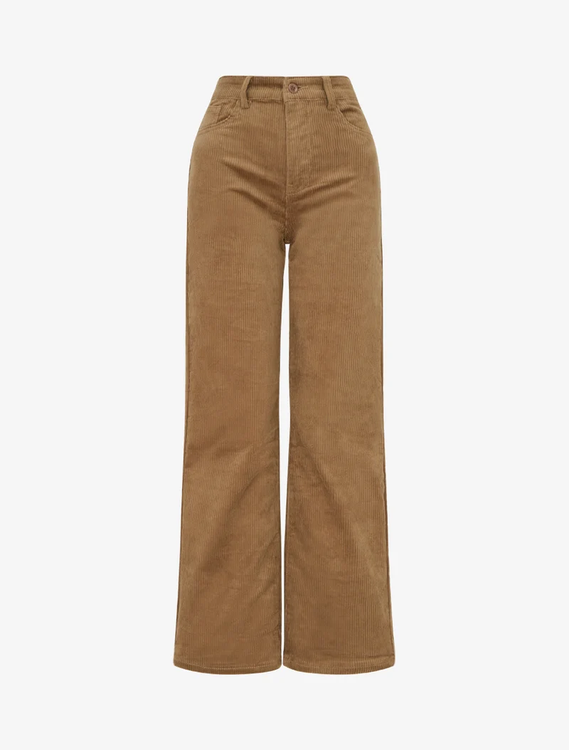 Gerippte Push-up-Hose in Samtoptik - Kamel
