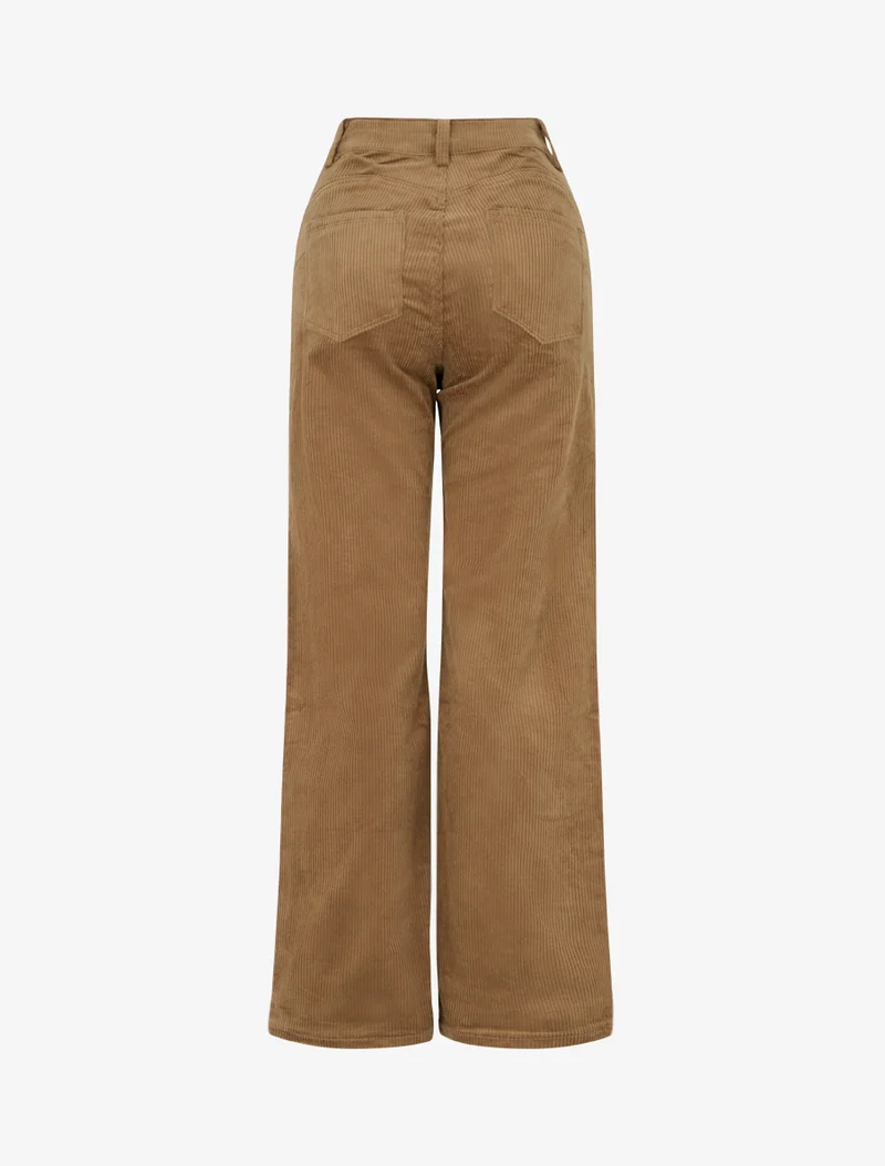 Gerippte Push-up-Hose in Samtoptik - Kamel