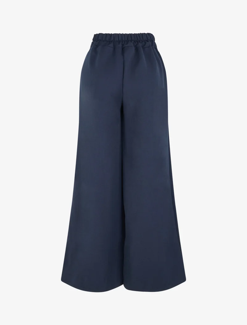 Weite einfarbige Hose mit Stickdetails - Marine