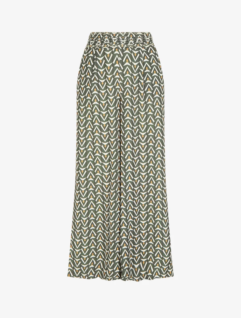 Weit geschnittene Hose mit geometrischem Muster - Kaki