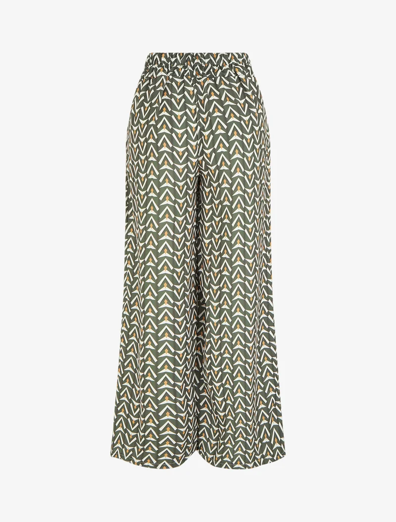 Weit geschnittene Hose mit geometrischem Muster - Kaki