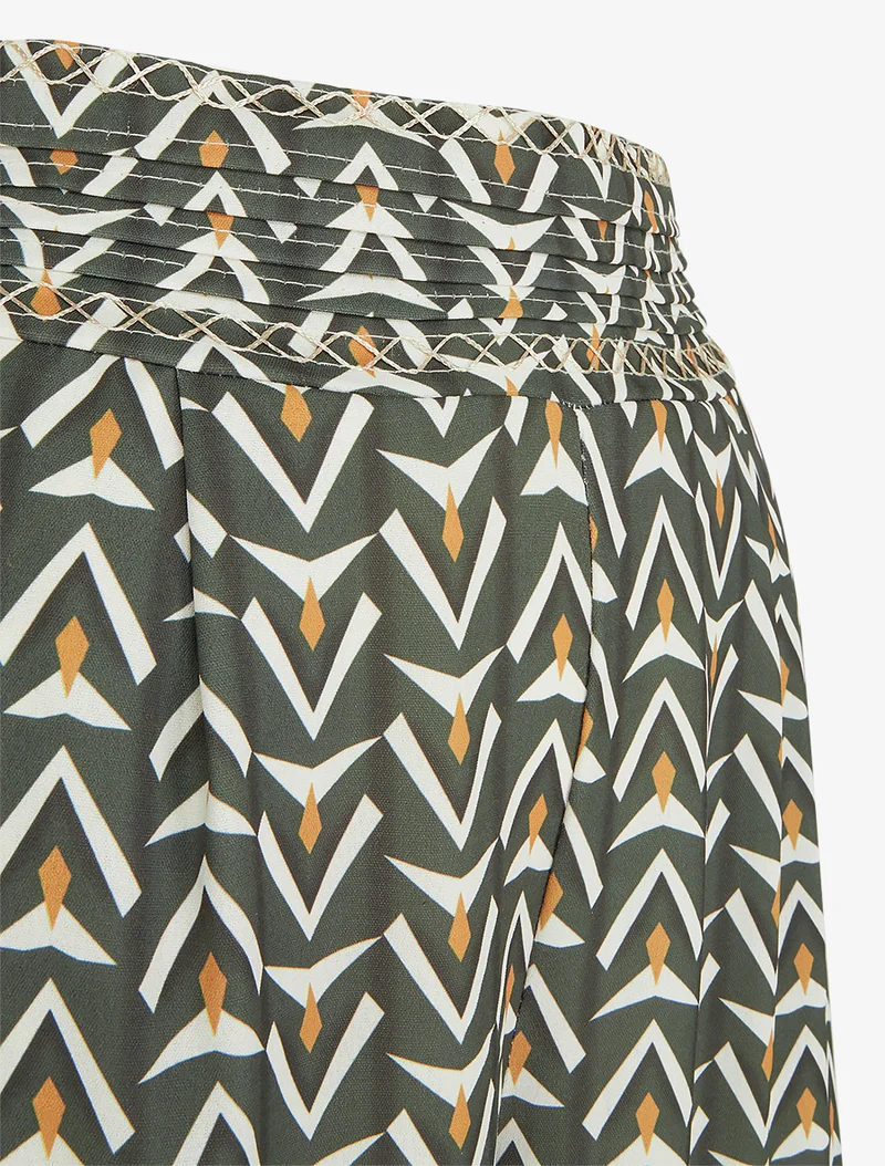 Weit geschnittene Hose mit geometrischem Muster - Kaki