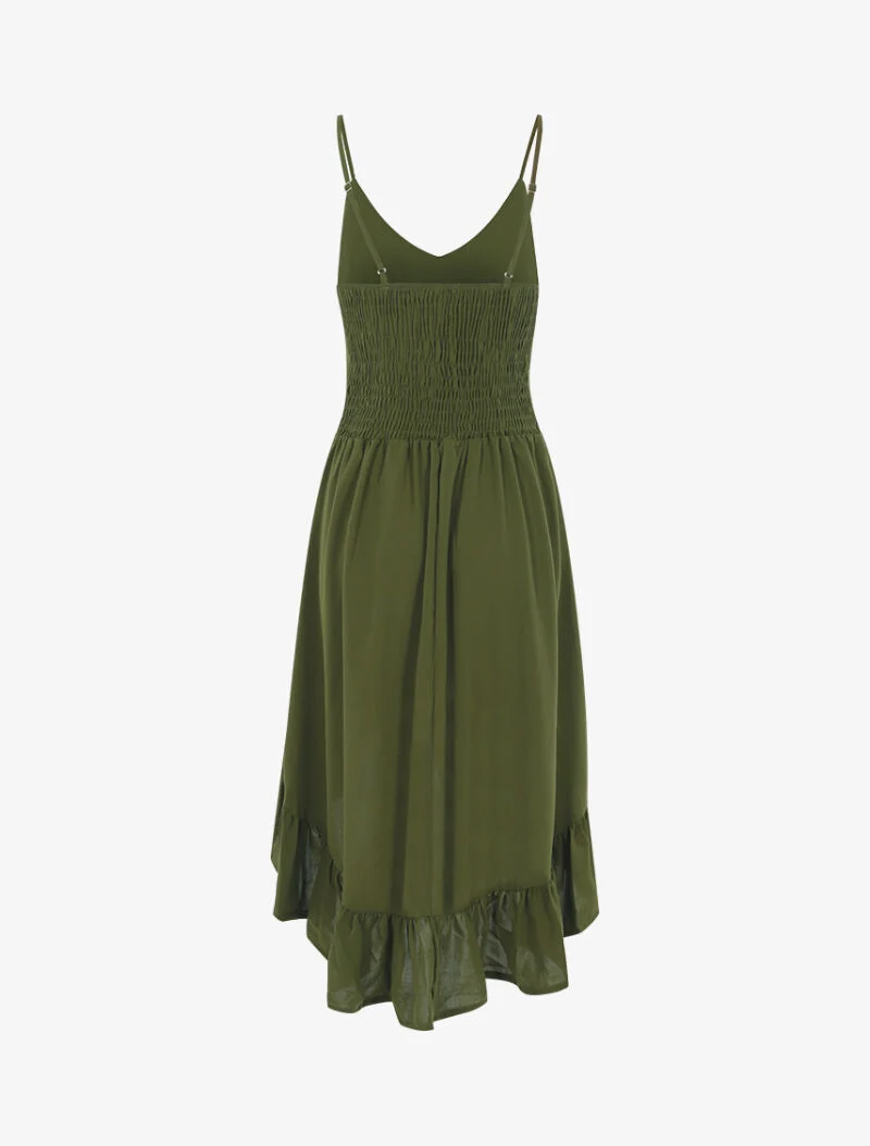 Asymmetrisches Rüschenkleid - Kaki
