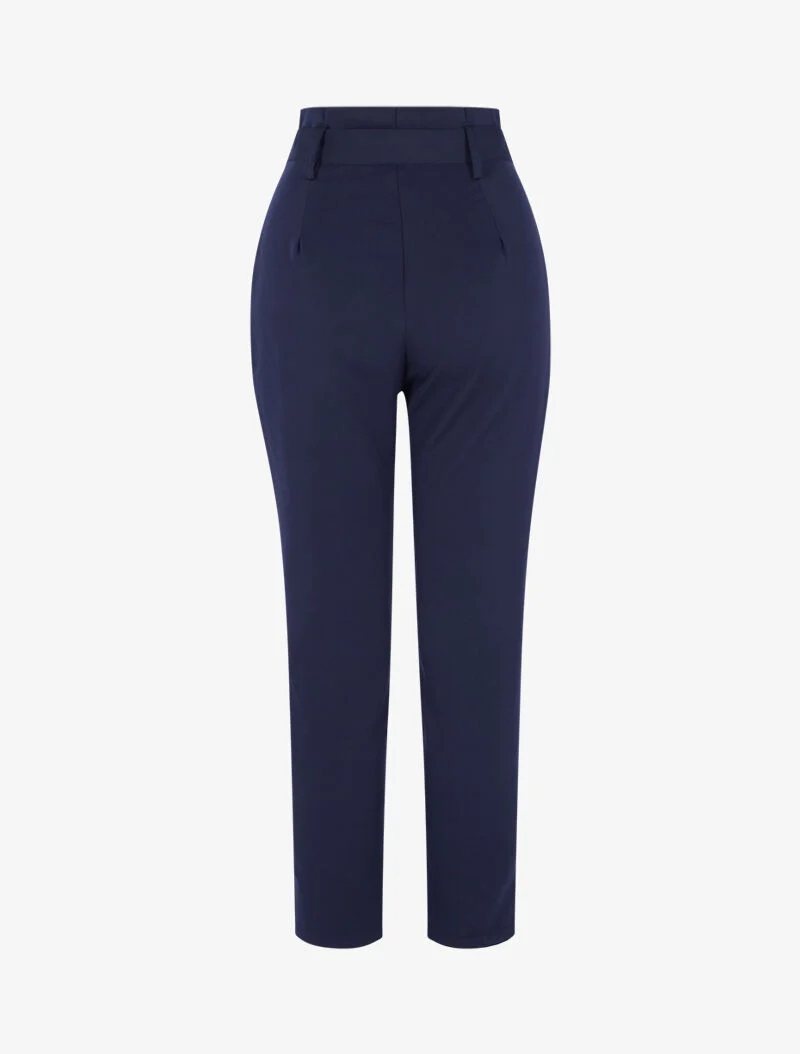 Hoch taillierte Hose mit permanenten Falten - Mitternachtsblau