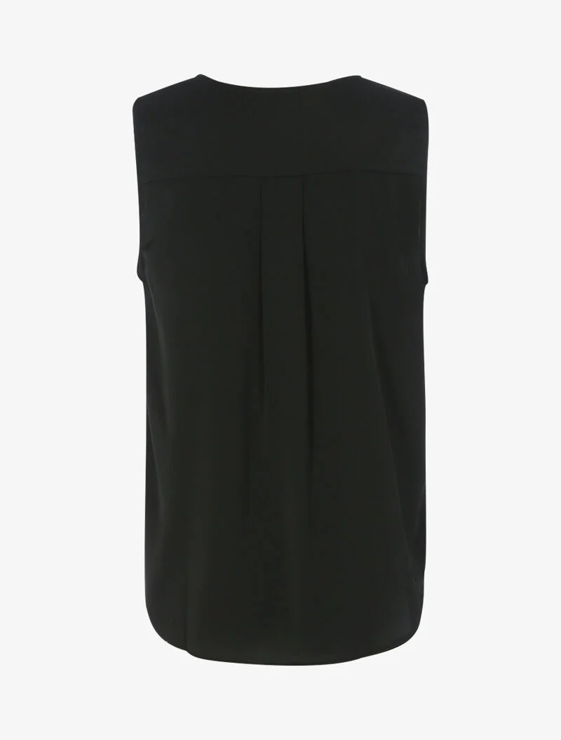 Satinierte Wickelbluse mit langem Rücken - schwarz